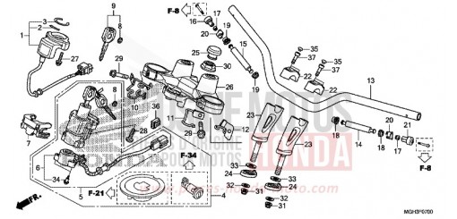 HANDLE PIPE/TOP BRIDGE VFR1200XDC de 2012